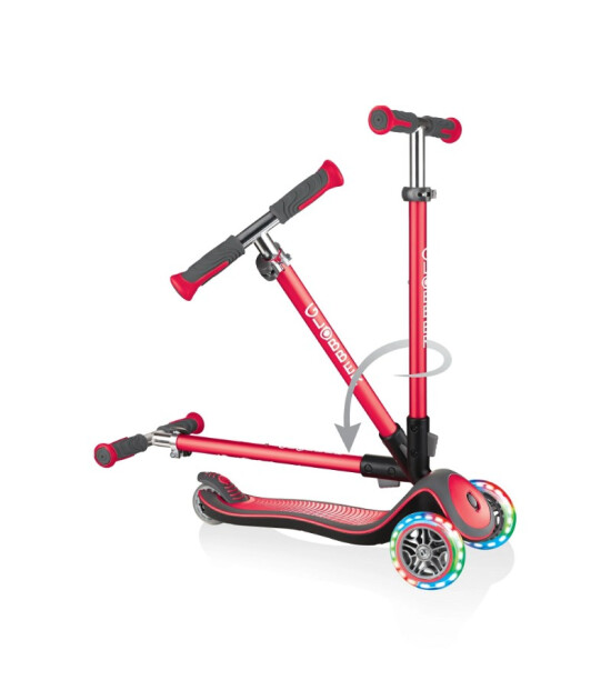 Globber Elite Deluxe Lights Işıklı Scooter // Red