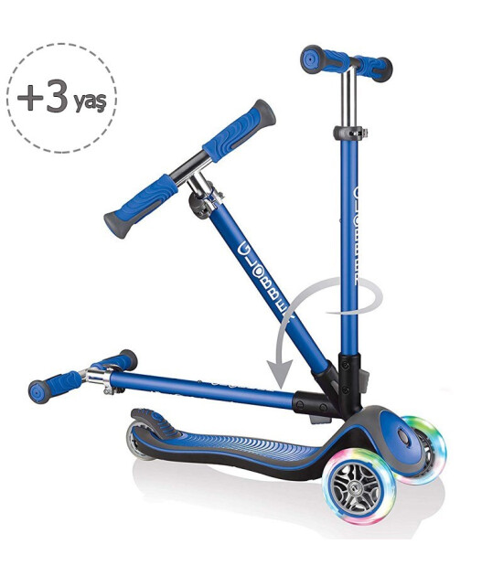 Globber Elite Deluxe Işıklı Scooter // Lacivert