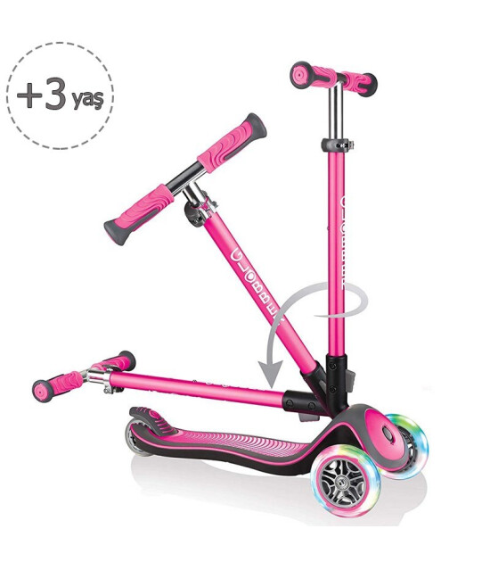 Globber Elite Deluxe Işıklı Scooter // Pembe