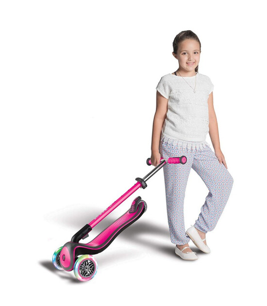 Globber Elite Deluxe Işıklı Scooter // Pembe