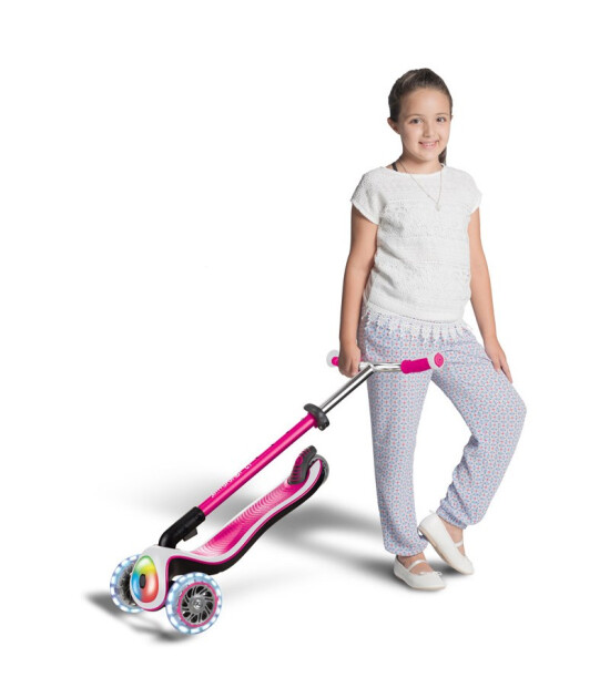 Globber Elite DeluxeFull Işıklı Scooter // Pembe