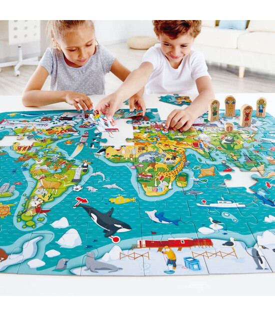 Hape Puzze ve Kutu Oyunu (2in1) // Dünya Turu (105 Parça)
