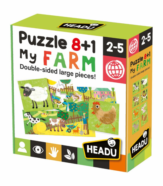 Headu Çift Taraflı Jumbo Puzzle Set // Çiftlik (4 Parça)