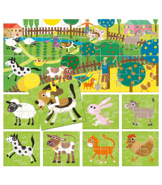 Headu Çift Taraflı Jumbo Puzzle Set // Çiftlik (4 Parça)