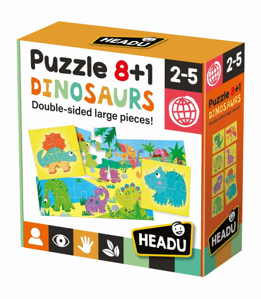 Headu Çift Taraflı Jumbo Puzzle Set // Dinozor (4 Parça) - Keyif