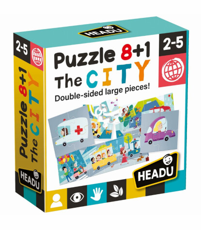 Headu Çift Taraflı Jumbo Puzzle Set // Şehir (4 Parça)
