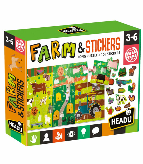 Headu Stickerlı Puzzle // Çiftlik (45 Parça)