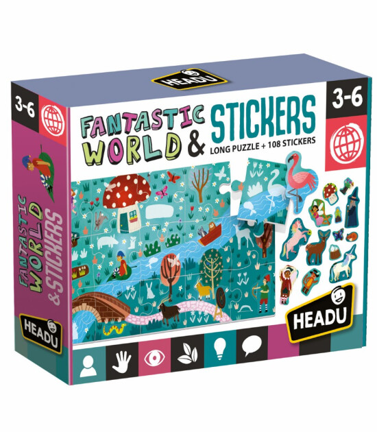 Headu Stickerlı Puzzle // Fantastik Dünya (45 Parça)