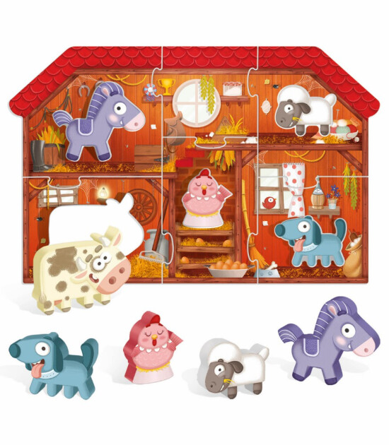 Headu Montessori Puzzle + Hayvan Karakterleri // Çiftlik (6 Parça)