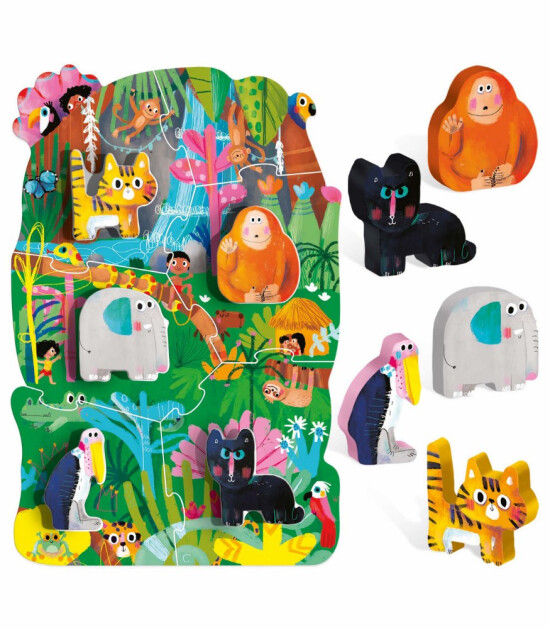 Headu Montessori Puzzle + Hayvan Karakterleri // Jungle (6 Parça)