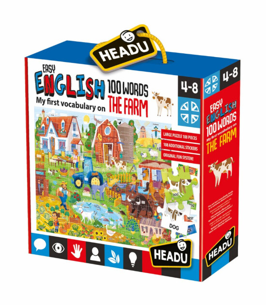Headu Puzzle - İngilizce Kelime Öğreniyorum // Farm (108 Parça)
