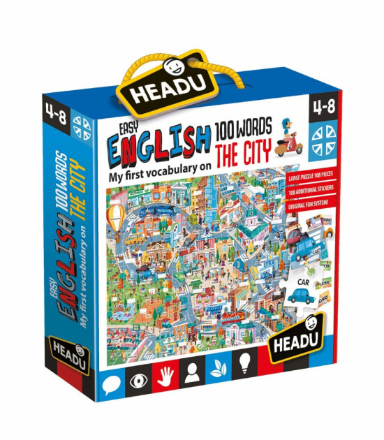 Headu Puzzle - İngilizce Kelime Öğreniyorum // The City (108 Parça)