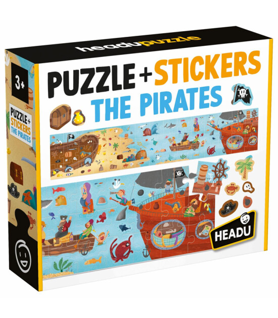Headu PUZZLE + STICKERS THE PIRATES (+3 YAŞ)