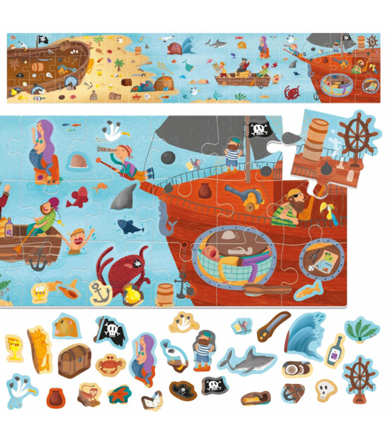 Headu PUZZLE + STICKERS THE PIRATES (+3 YAŞ)