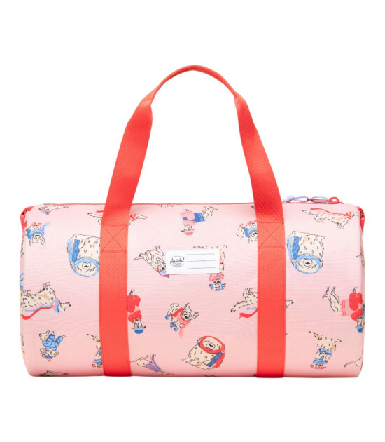 Herschel Classic Duffle Seyahat ve Spor &Ccedil;antası // K&ouml;pek Desenli - Pembe (26,5 L)