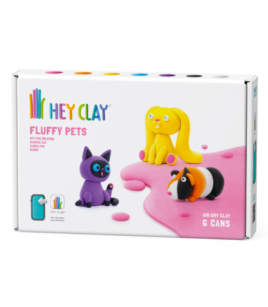 Hey Clay Hava ile Kuruyan Kil (6 Kutu) // Sevimli Evcil Hayvanlar (Tavşan-Siyam Kedisi-Gine Domuzu)
