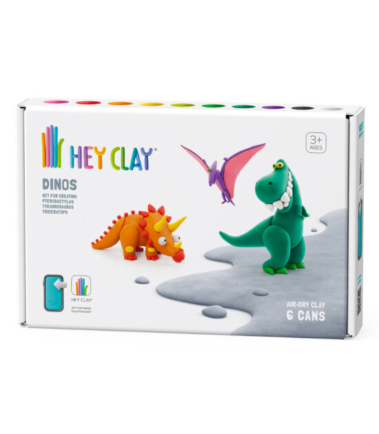 Hey Clay Hava ile Kuruyan Kil (6 Kutu) // Dinozor (Pterodactylus-Triceratops-Tyrannosaurus)