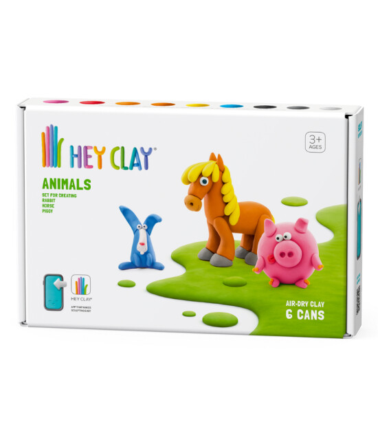 Hey Clay Hava ile Kuruyan Kil (6 Kutu) // Hayvanlar (Domuzcuk-At-Tavşan)