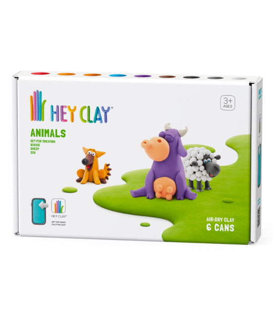 Hey Clay Hava ile Kuruyan Kil (6 Kutu) // Hayvanlar (İnek-Köpek-Koyun)