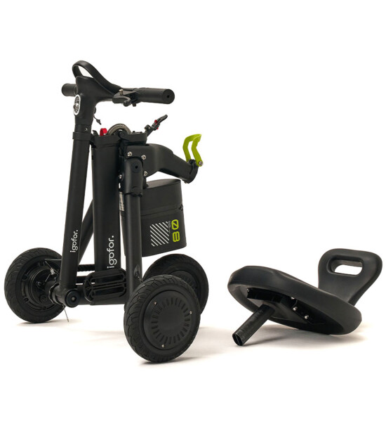 Igofor 3 Tekerlekli Katlanabilir Elektrikli Oturulabilir Scooter // Siyah