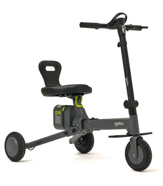 Igofor 3 Tekerlekli Katlanabilir Elektrikli Oturulabilir Scooter // Gri