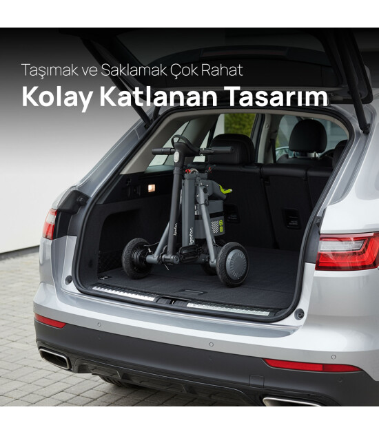 Igofor 3 Tekerlekli Katlanabilir Elektrikli Oturulabilir Scooter // Gri