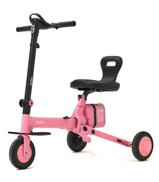 Igofor 3 Tekerlekli Katlanabilir Elektrikli Oturulabilir Scooter // Pembe