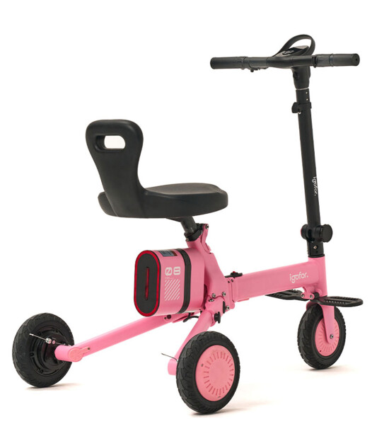 Igofor 3 Tekerlekli Katlanabilir Elektrikli Oturulabilir Scooter // Pembe