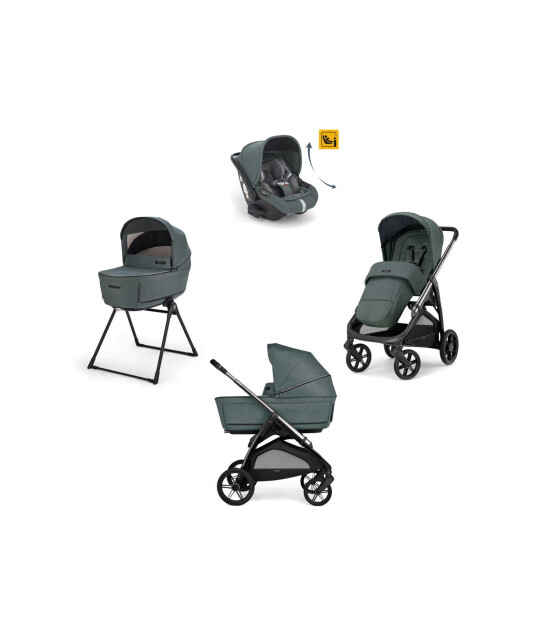 Inglesina Aptica Glam Bebek Arabası ve Darwin Recline Ana Kucaklı, Portbebeli, Stantlı 4'lü Sistem - Emerald Green