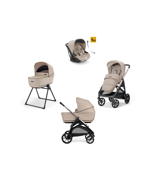 Inglesina Aptica Glam Bebek Arabası ve Darwin Recline Ana Kucaklı, Portbebeli, Stantlı 4'lü Sistem - Pashmina Beige