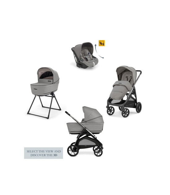 Inglesina Aptica Glam Bebek Arabası ve Darwin Recline Ana Kucaklı, Portbebeli, Stantlı 4'lü Sistem - Platinum Grey