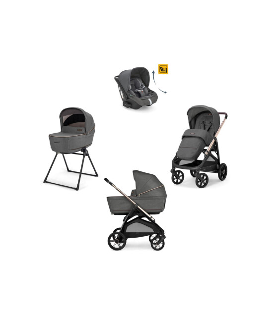Inglesina Aptica Glam Bebek Arabası ve Darwin Recline Ana Kucaklı, Portbebeli, Stantlı 4'lü Sistem - Velvet Grey