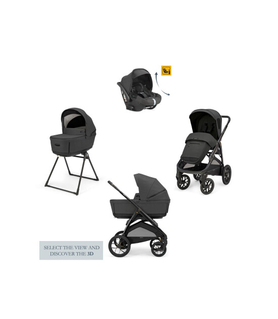 Inglesina Aptica XT Glam Bebek Arabası ve Darwin Recline Ana Kucaklı, Portbebeli, Stantlı 4'lü Sistem - Magnet Grey