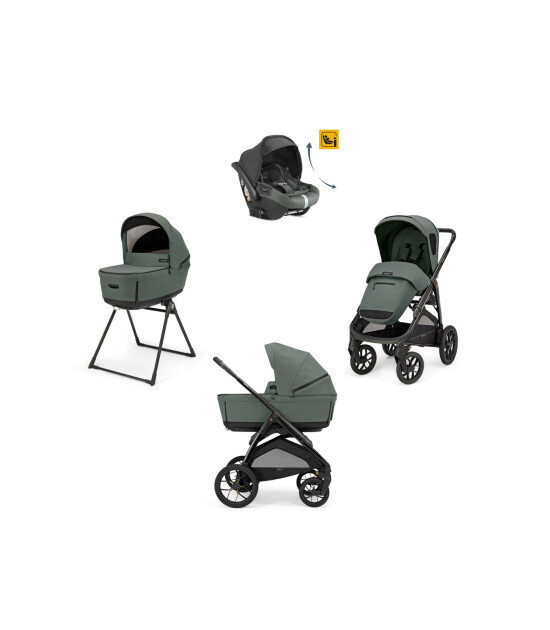 Inglesina Aptica XT Glam Bebek Arabası ve Darwin Recline Ana Kucaklı, Portbebeli, Stantlı 4'lü Sistem - Taiga Green