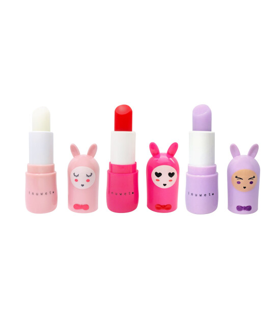 Inuwet Trio Bunny Glitter Lip Balm Dudak Nemlendirici Set // Lapins Rose
