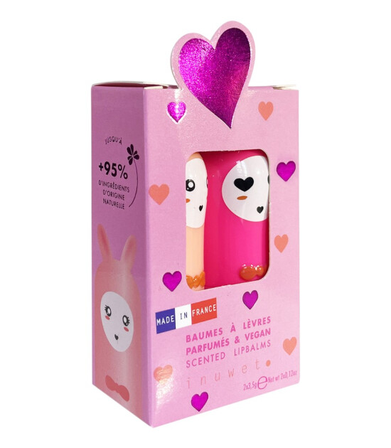 Inuwet Duo Glitter Lip Balm Dudak Nemlendirici Set // Vanilya-Hindistan Cevizi - Kiraz Aromalı