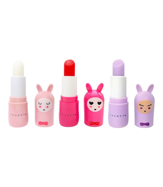 Inuwet Trio Bunny Glitter Lip Balm Dudak Nemlendirici Set // Lapins Rose