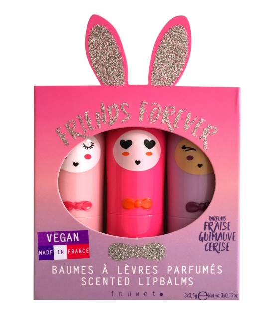 Inuwet Trio Bunny Glitter Lip Balm Dudak Nemlendirici Set // Lapins Rose