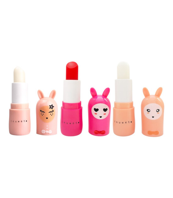 Inuwet Trio Bunny Glitter Lip Balm Dudak Nemlendirici Set // Ultra Red Bisous