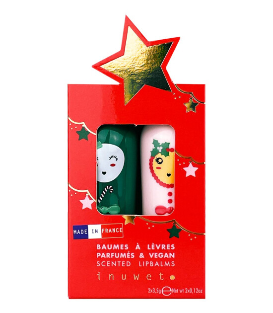 Inuwet Duo Glitter Lip Balm Dudak Nemlendirici Set // Mango - Pamuk Şekeri