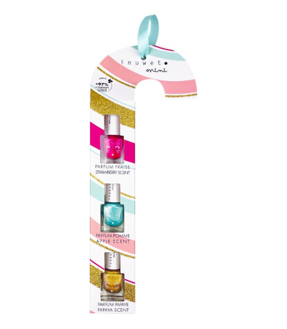 Inuwet Baston Şeker Kutulu Su Bazlı Çocuk Oje Seti // Elma - Çilek - Papaya