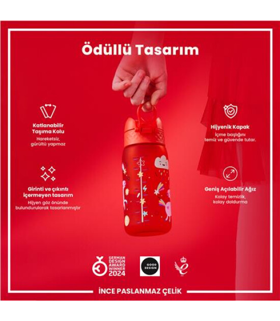 Ion8 OneTouch &Ccedil;ocuk Suluk (350 ml) // Kırmızı Unicorn