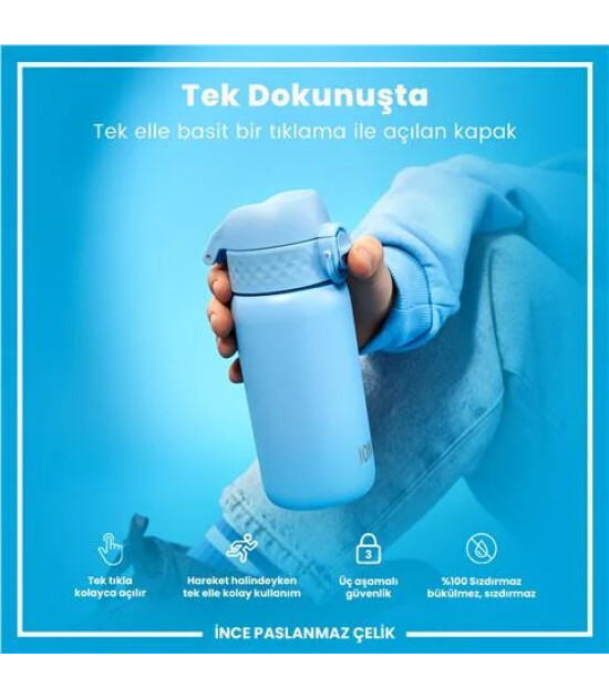 Ion8 OneTouch Paslanmaz &Ccedil;elik &Ccedil;ocuk Suluk (400 ml) // Alaska Mavisi