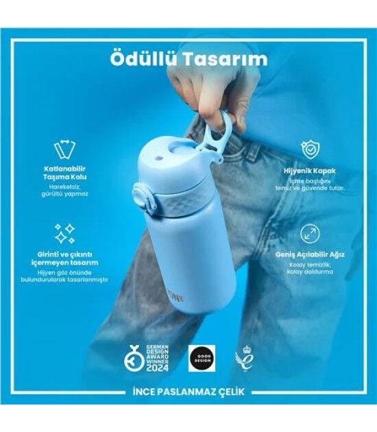 Ion8 OneTouch Paslanmaz &Ccedil;elik &Ccedil;ocuk Suluk (400 ml) // Alaska Mavisi