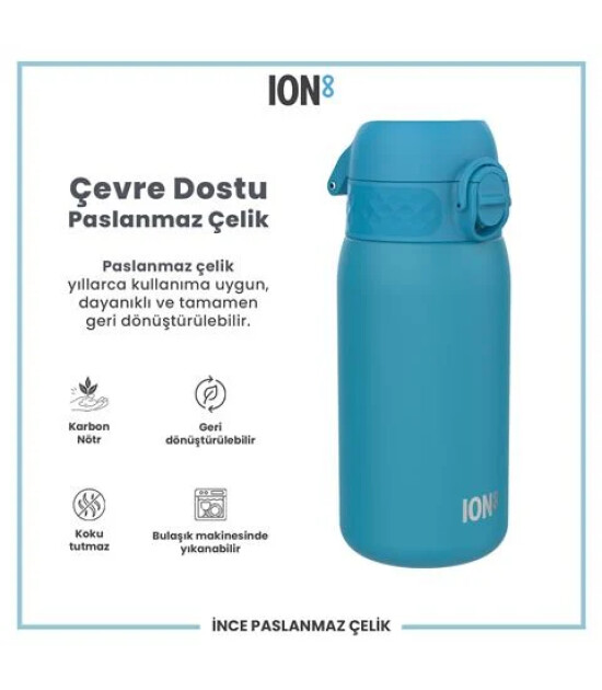 Ion8 OneTouch Paslanmaz &Ccedil;elik &Ccedil;ocuk Suluk (400 ml) // Mavi