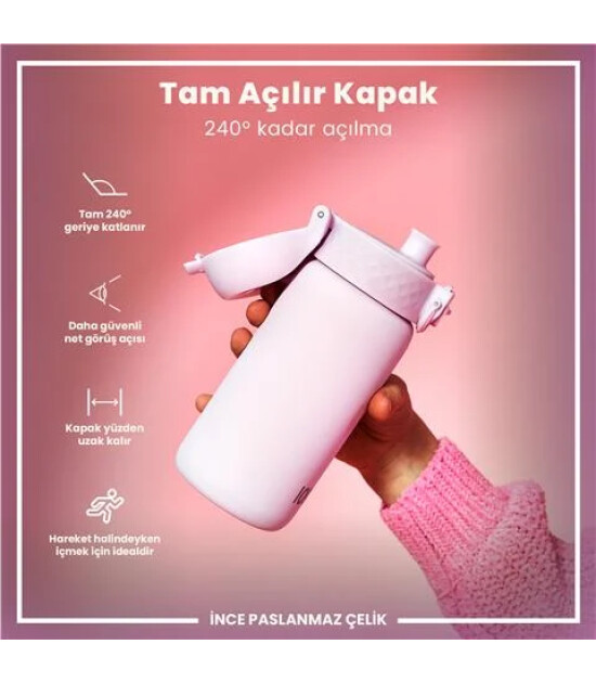 Ion8 OneTouch Paslanmaz &Ccedil;elik &Ccedil;ocuk Suluk (400 ml) // Leylak