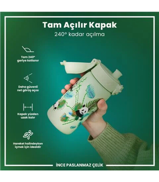 Ion8 OneTouch Paslanmaz &Ccedil;elik &Ccedil;ocuk Suluk (400 ml) // Panda