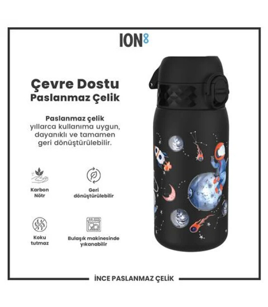 Ion8 OneTouch Paslanmaz &Ccedil;elik &Ccedil;ocuk Suluk (400 ml) // Uzay