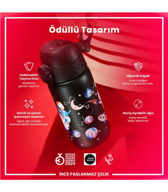 Ion8 OneTouch Paslanmaz &Ccedil;elik &Ccedil;ocuk Suluk (400 ml) // Uzay