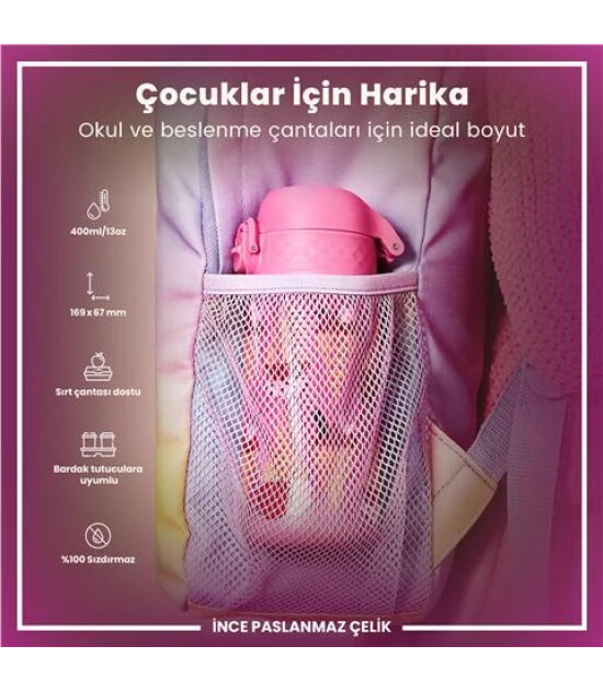 Ion8 OneTouch Paslanmaz &Ccedil;elik &Ccedil;ocuk Suluk (400 ml) // Dondurma